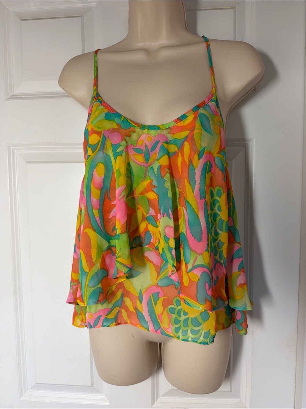 Show Me Your MuMu Multicolor Floral Swing Cami in Pink, Green & Yellow